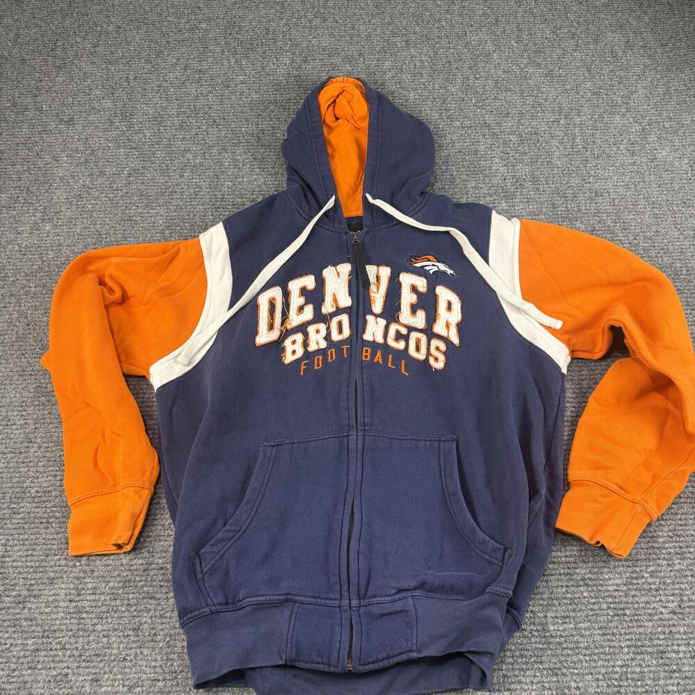 Denver Broncos Hoodie Mens Large NFL Full Zip Sweatshirt Football Jacket